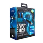 STEALTH Câbles 2M LED Light Up Twin Play & Charge, Compatible avec PS4 et autres appareils