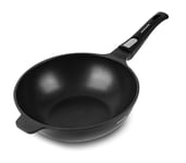 Arthur Martin - Wok 28 cm - Fonte aluminium revêtement anti adhérent anses et poignées détachable - Tous feux dont induction - Passe au lave-vaisselle - Poignée amovible, Noir