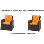 Coussins pour chaises de jardin 2 pièces x de jardin terrasse 50x50x55cm - Coussins pour fauteuil de jardin extérieur orange