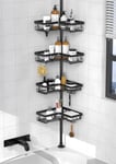 Kegii Telescopic Shower Caddy Corner Shelf Bathroom Black-4 Pack 