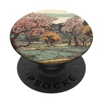 Sakura Trees In Bloom Vintage Paysage Graphique PopSockets PopGrip Adhésif