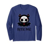 Skelanimals Diego Bat Bite Me Sugar Skull Halloween Logo Manche Longue