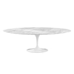 Knoll - Saarinen Oval Table - Matbord, 244 x 137 cm, Vitt underrede, skiva i glansig Statuarietto marmor - Spisebord - Eero Saarinen - Hvit - Metall/Stein