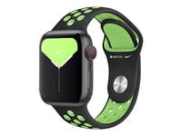 Apple 40Mm Nike Sport Band - Klokkestropp For Smart Armbåndsur - Størrelse S/M Og M/L - Svart/Lime-Sprengning - For Watch Hermès Series 7, Hermès Series 9, Nike Series 7, Series 10, Series 8, Series 9