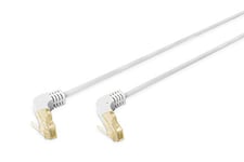 DIGITUS Câble LAN Cat 6A - 15m - Connecteur coudé à 90° - RJ45 Câble réseau - S/FTP Blindé - Gris