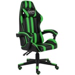 Fauteuil gamer Chaise gaming Fauteuil de jeux vidéo Noir et vert Similicuir 44242