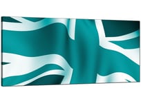 Teal Large Canvas Print of Union Jack  - 120cm x 50cm - 1010