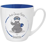 GRUSS & CO 45486 Mug Anti-stress pour fonctionnaires, 45 cl, faite à base de porcelaine New Bone China, idéale comme cadeau, bleue, 9,5 cm