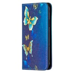Magnetic Leather Folio Case for Samsung A12/M12, Samsung A12/M12 Flip Wallet Phone Case with Kickstand Card Slots TPU Bumper Protective Skin Shockproof Cover for Samsung A12/M12 - Blue Butterfly