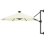 Vidaxl - Parasol mural avec mât métallique et led 300 cm Sable Couleur sable