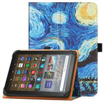 HGWALP Étui Universel pour Tablette 7 Pouces 8 Pouces, Étui Folio Universel Housse de Protection pour Tablette Tactile 7" 8", avec Bande de Fixation en Silicone Réglable et Dragonne-Starry Sky