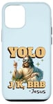 Coque pour iPhone 12/12 Pro Yolo lol jk brb Jesus - Résurrection chrétienne amusante de Pâques