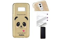 Coque4phone Coque et étui téléphone mobile galaxy s8 plus glitter paillettes dore panda coeur rose cute kawaii