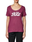 NIKE FD2986-653 W NK DF Tee Script T-Shirt Femme Rosewood/Pure Platinum/HTR/White Taille M