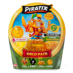 PIRATIX ADVENTURE WORLD Série Golden Treasure - Gold Pack The Downtown Crew. Comprend 5 Piratix Surprise, 1 trésor Exclusif, 1 Drapeau Exclusif, 1 Podium, 6 Accessoires et Le Capitaine doré Bones