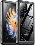 Temdan for Samsung Galaxy S24 Ultra Case,Waterproof Built-in Lens & Screen Protector[Full Body Shockproof][12 FT Military Drop Proof][Dustproof][IP68 Underwater]Case for S24 Ultra 5G 6.8”-Black/Clear