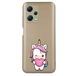 Coque dore pour Redmi Note 12 5G Poco X5 licorne coeur kawaii I love you