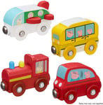 Set of 4 Chunky Peppa Pig Wooden Mini Vehicles With Magnet Connections NEW