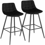 Lot de 2 Tabourets de bar avec repose-pieds Woltu Tabouret pour bar/bistro, Siège en velours, Pieds en métal, Noir