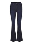 Noisy May NMSALLIE HW Flare Jeans VI241DB Noos, Bleu Denim foncé, 31 W/32 L Femme