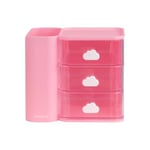 Colourbook Cubby Organiseur de bureau 3 tiroirs Mini Commode de rangement, porte-pièce (Rose)