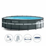 INTEX Piscine Hors Sol Ultraframe XTR 488XH122CM + Pompe À Sable + Échelle +