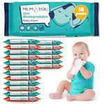 Mum & You Baby Wipes Multipack - 1,008 Biodegradable Wet Wipes (18 Packs) | 99.4% Water Wipes for Sensitive Newborn Skin | Baby Wipes Bulk, Bum Wipes, Wet Tissue, Eco-Friendly wet wipes baby