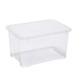 SUNDIS View Box, boîte de rangement 45l en plastique transparent, avec couvercle, superposable et empilable, multi-usages et idéale pour ranger les jouets, vêtements et documents