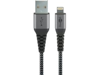 Wentronic Goobay - Lightning-Kabel - Usb-Hann Til Lightning-Hann - 1,0M - Grå, Svart - For Apple Ipad/Iphone/Ipod (Lightning) (49268)