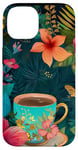 Coque pour iPhone 14 White Pop Art Tropical Magic Book Floral Coffee Books