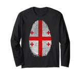 Georgia Flag Fingerprint Georgian Gift for Georgians Long Sleeve T-Shirt