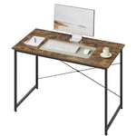 WOLTU Bureau, Bureau Informatique, 120x60 cm, Table de Bureau, Bureau Chambre, Poste de Travail, Cadre en Métal, Bureau Industriel, en Bois d'Ingénierie, Marron Rustique/Effet de Bois Brûlé