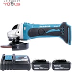 Makita DGA452 18v 115mm Angle Grinder With 2 x 6.0Ah Batteries & Charger