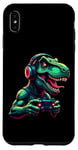 Coque pour iPhone XS Max Gaming Dinosaurs- Le T-rex joue aux jeux vidéo