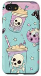 Coque pour iPhone SE (2020) / 7 / 8 Kawaii Grim Reaper Boba Tea Squelette Crâne Pastel Goth