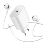 Pack Charger USB-C 20W and Wired Headphones Jack 3.5mm white