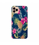 Coque Iphone 11 PRO MAX Ananas Fleur rose Tropical Exotique hawaii aloha