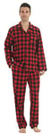 YUSHOW Ensembles de Pyjama Homme à Carreaux Coton Vêtements de Nuit Manche Longue Haut et Bas,Rouge Noël, XL