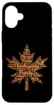 iPhone 16 Plus Thanksgiving Maple Leaf Word Cloud for Family Tradition Fall Case