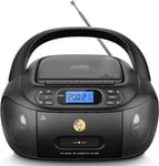 Portable Boombox with CD Cassette Player Combo, FM Radio, Rechargeable Cd/Tape P