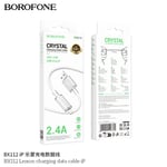 Ligne de chargement et de données BOROFONE BX112 nouvelle version compatible avec les iPhones 15/16 Type-C USB Blanc Boîte Cadeau