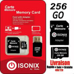 Isonix Carte Mémoire Micro-Sd 256 Go Micro Sdhc/Sdxc + Adaptateur 100% Réel Class 10 + Lecture Carte