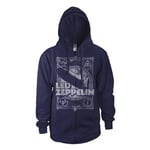 LED ZEPPELIN - VINTAGE PRINT LZ1 BLUE Hooded Sweatshirt with Zip Small