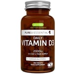 Daily Vitamin D3 2000iu, Clean Label, 365 Small Tablets, 1-Year Supply, Vegetarian Cholecalciferol Vitamin D Supplement, Pure and Essential by Igennus