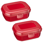 Westmark 235222E3 Maxi Lot de 2 boîtes à goûter en plastique avec fermeture à clic Rouge Hauteur env. 7,4 cm 935 ml