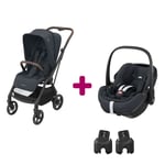 Maxi Cosi Pack poussette duo Léona 2 + pebble 360 pro essential graphite