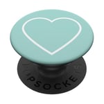 White Heart Boys Girls Kids Solid Plain Color Aqua Teal Blue PopSockets Adhesive PopGrip