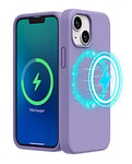 SURPHY Magnetic Case Designed for iPhone 13 mini Case (5.4 inch 2021 Release), with Microfiber Lining Liquid Silicone Phone Case for iPhone 13 mini (Light Purple)