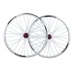 SN Ultralight 26 Inch Bike Wheelset Double Wall Aluminum Alloy Hybrid Disc V Brake Quick Release Sealed Bearings 8 9 10 Speed Mountain Bike Wheel (Color : White, Size : 26inch)