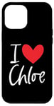 Coque pour iPhone 12 Pro Max Cœur personnalisé avec inscription « I Love Chloe »